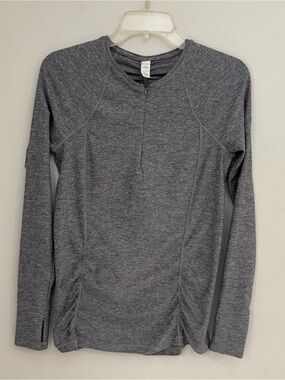 Athleta Pacifica Heather Gray Quarter Zip Long Sleeve Top Womens Small